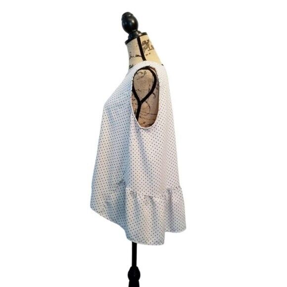 Who What Wear White Black Polka Dot Ruffle Tank Size XXL 2 0164 - Picture 2 of 6